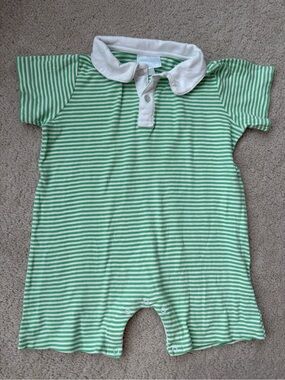 Little English Green and White Striped Polo One-Piece